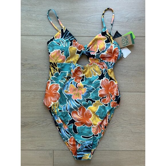 NEW $105 Volcom Womens XS One Piece Tropical Floral Take It Easy Swimsuit - Picture 2 of 12